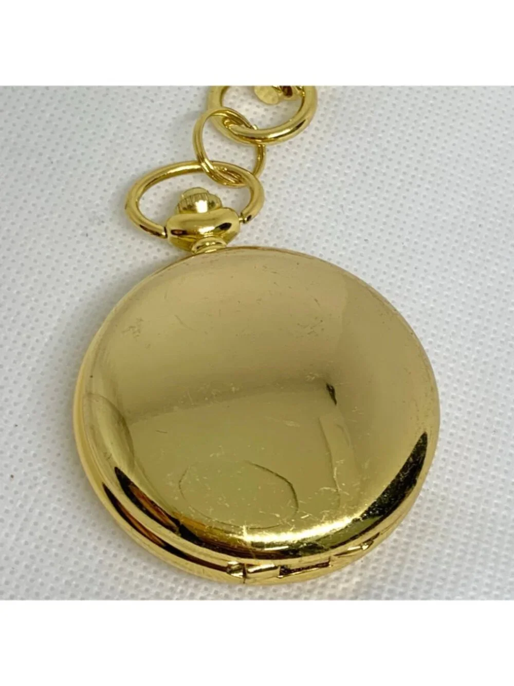 joy & iman Pocket Watch Quartz Clip On Purse Fob Gold Tone brown dial running